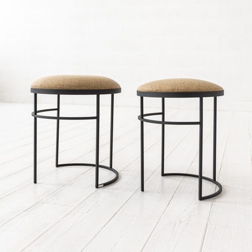 Banqueta contemporânea - MOUND - IDDO - em tecido / em cortiça / com base em aço