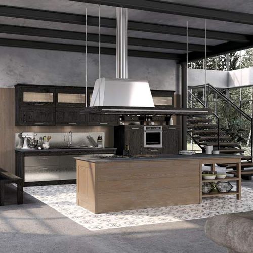 Cozinha clássica - Industrial Positano - ARCARI ARREDAMENTI - em madeira / com ilha / com pegas