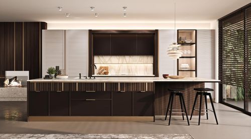 Cozinha contemporânea - Solferino Italian Chic - ARCARI ARREDAMENTI - em nogueira / em mármore / em latão
