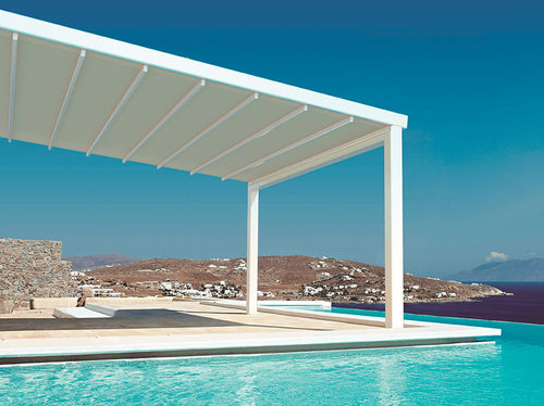 Pérgola apoiada em parede - S-LUXE  - USINE-ONLINE - em alumínio extrudado / com cobertura em tela / sob medida