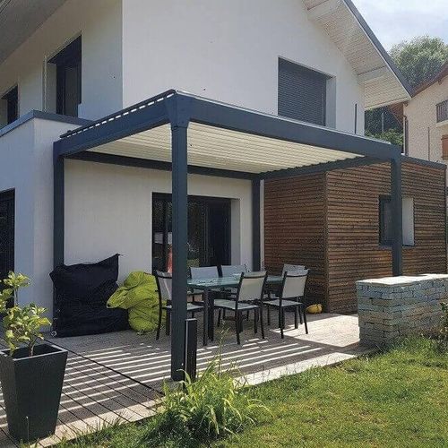 Pérgola em alumínio extrudado - L1 - USINE-ONLINE - com lâminas orientáveis / com lâminas quebra-sol / sob medida
