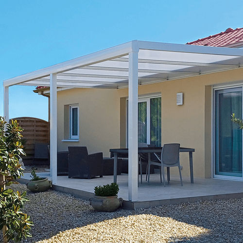 Pérgola apoiada em parede - CL - USINE-ONLINE - em alumínio extrudado / com cobertura de policarbonato / com cobertura plana