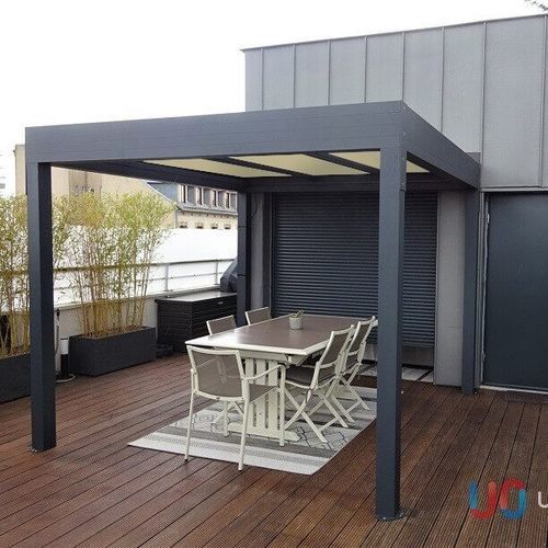 Pérgola em alumínio extrudado - USINE-ONLINE - com cobertura plana / com cobertura de painel sanduíche / sob medida