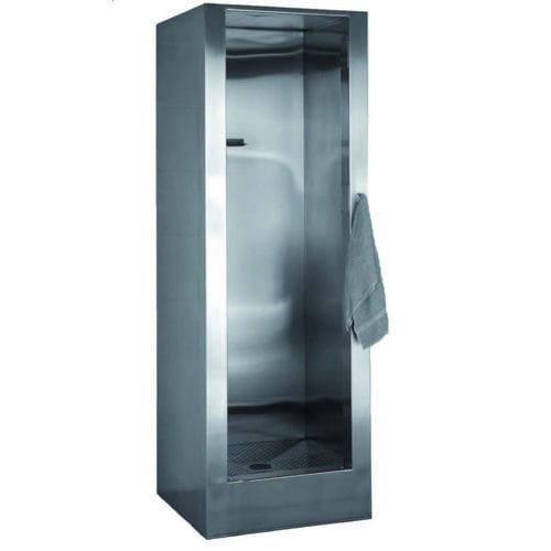 Cabine de banho em inox escovado - 740121 - LOGGERE - com porta de abrir / retangular / da linha comercial