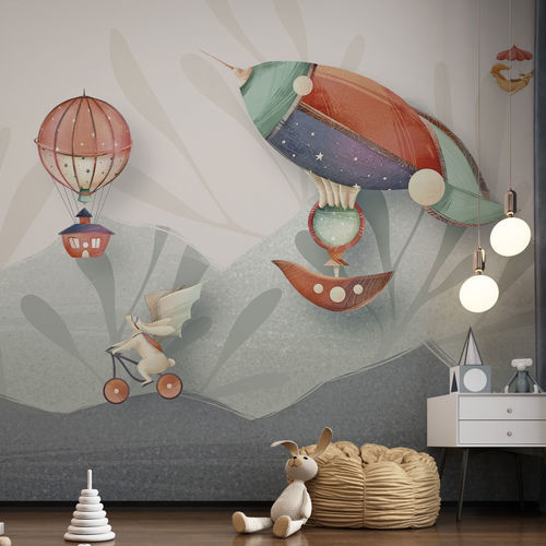 Papel de parede contemporâneo - CHASING BALLONS - rimura Srl - em fibra de vidro / em poliéster / vinílico