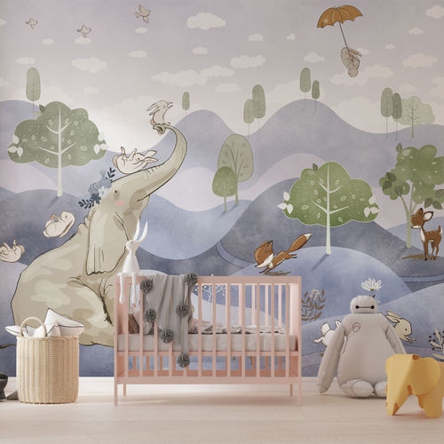 Papel de parede contemporâneo - ELEPHANT HILL - rimura Srl - em fibra de vidro / em poliéster / vinílico