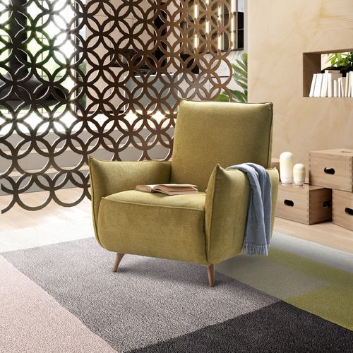 Poltrona de design escandinavo - Dixie - IL BENESSERE - em tecido / em couro / em madeira