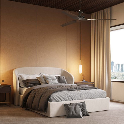 Cama de casal - Fortune - Stylish Club - contemporânea / com cabeceira estofada / em tecido