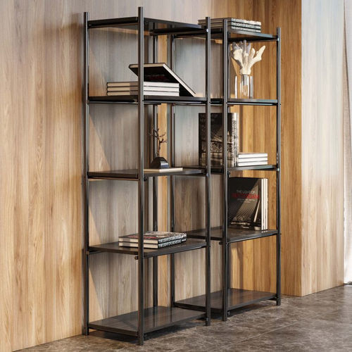 Livreiro modular - Her - Stylish Club - contemporâneo / com folheado de madeira / em aço inoxidável