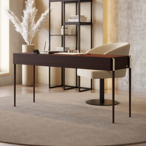 Mesa secretária de piso - Her II - Stylish Club - contemporânea / com folheado de madeira / reta