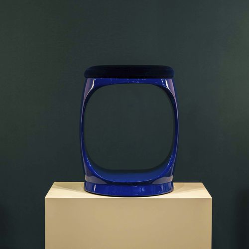 Banqueta contemporânea - Signet Ring B10002 Navy Blue  - Softicated - em veludo / com base em poliuretano / estofada