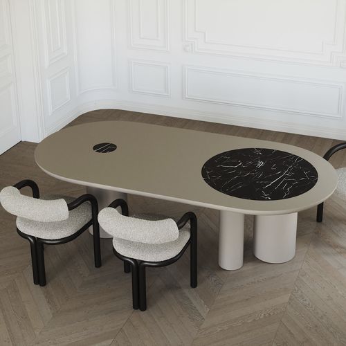 Mesa de jantar contemporânea - Zeus  - ULTRAMOBILI - em madeira / em mármore / com base em madeira