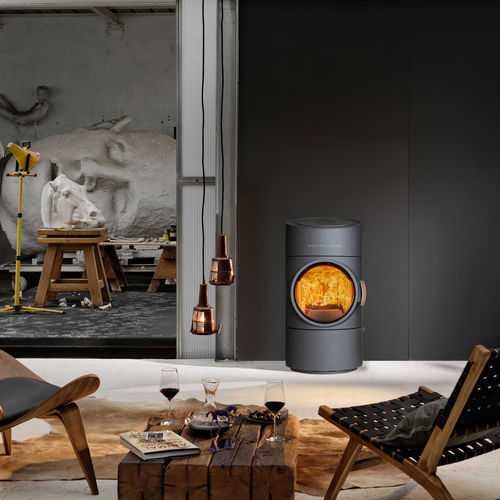 Salamandra a lenha - Clou Compact - AUSTROFLAMM - 5 kW–10 kW / de instalação livre / contemporânea