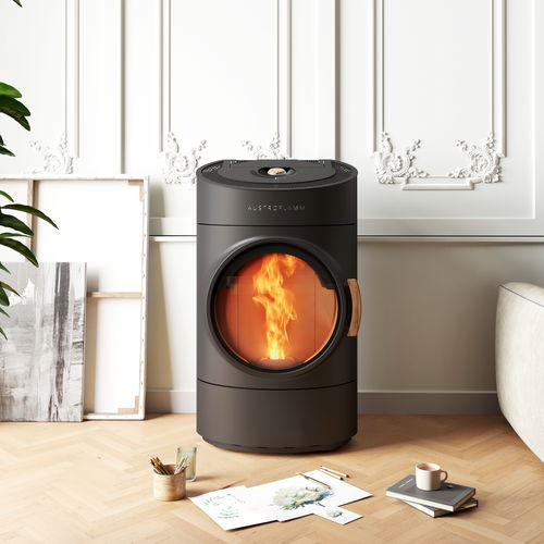 Salamandra a pellets - Clou - AUSTROFLAMM - 5 kW–10 kW / de instalação livre / contemporânea