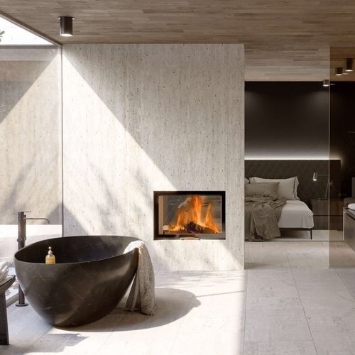 Lareira tipo inserto com dupla face - 75x51 S II 2.0 - AUSTROFLAMM - a lenha / contemporânea