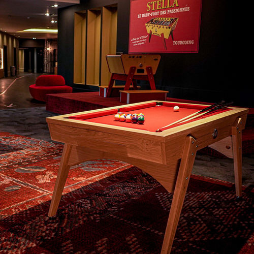 Mesa de sinuca rétro - Le Chiberta - STELLA BABY-FOOT & BILLARDS - da linha comercial / em alumínio escovado / em carvalho