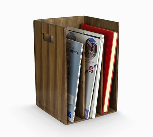 Porta-revistas contemporâneo - RK369 - WOODSAKA KFT. - da linha comercial / em nogueira / bege