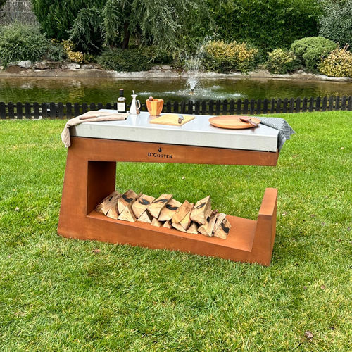 Cozinha para ambiente externo - Bonfire Butcher - D' Corten - contemporânea / em faia / em aço Corten