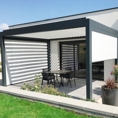 Persiana rolô de abertura vertical - SI TECH INDUSTRIE - para pérgola / em tecido revestido de PVC / de fibra de vidro