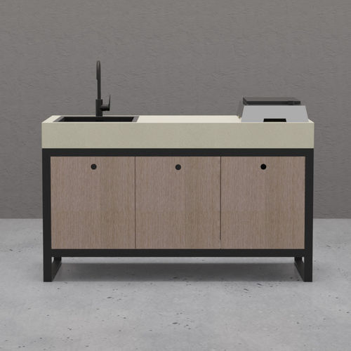 Kitchenette pequena - ELEMENTO one + - EOVLUTA d.o.o. - em aço inoxidável / em HPL / em concreto