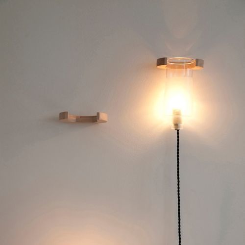 Luminária portátil - CHIME - Violaine d'Harcourt - em vidro fosco / em madeira / em faia