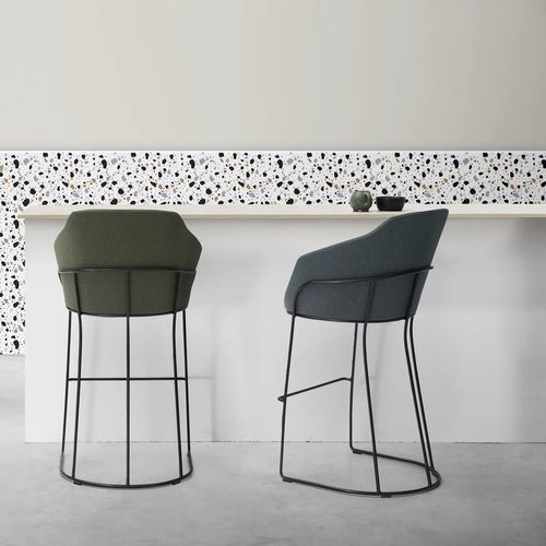 Banqueta contemporânea - ENZO - TM Leader Contract - em tecido / com base metálica / com base em U
