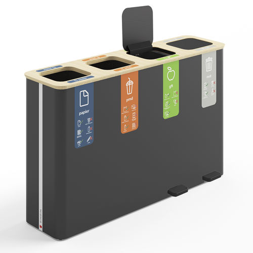 Lixeira pública - Pedal 60×4 - BINBINgroup - de coleta seletiva / em aço revestido a pó / em MDF laqueado