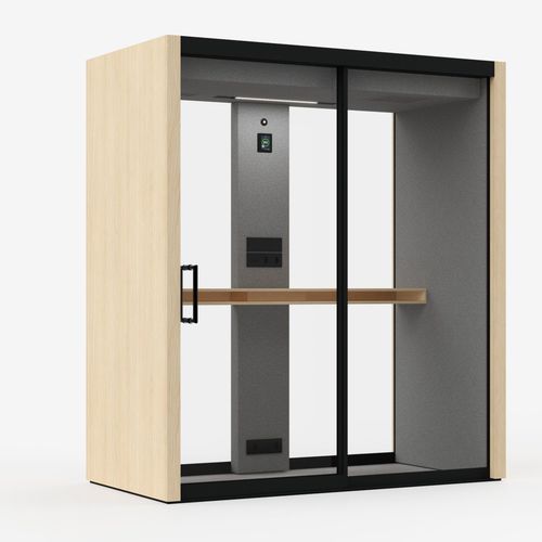 Escritório POD com iluminação embutida - VETROSPACE S - VETROSPACE - acústico / sob medida / com porta envidraçada
