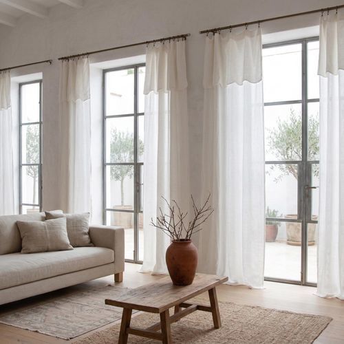 Cortina com pregas - OLIVIA - dELENZO LINEN FROM EUROPE S.L - de cor lisa / em linho
