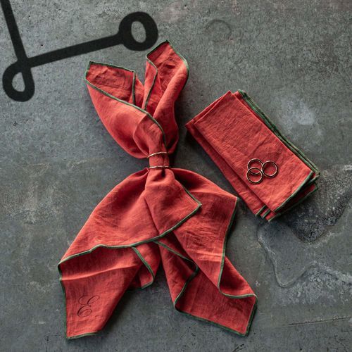 Guardanapo em linho - RED - dELENZO LINEN FROM EUROPE S.L - de cor lisa / bordado / lavável