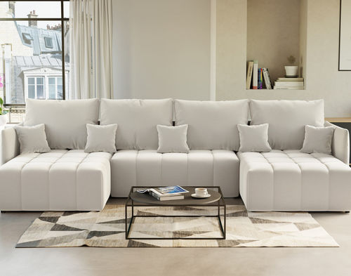 Sofá-cama - PETRA : 1260BEI - Best Mobilier - curvo / contemporâneo / em veludo