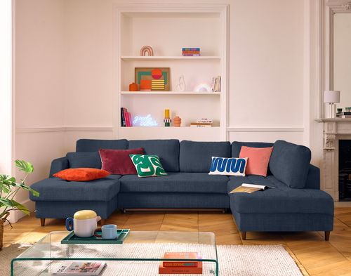 Sofá de canto - ANNA : 2591B - Best Mobilier - cama / contemporâneo / em veludo