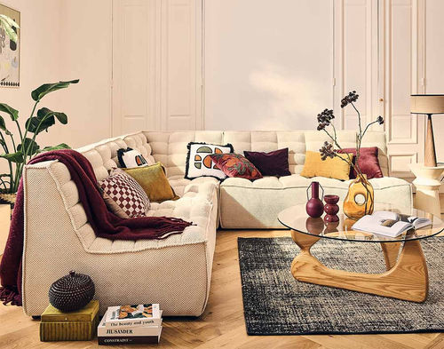 Sofá modular - ELLIE: 2944BEI - Best Mobilier - contemporâneo / em veludo / sem braços