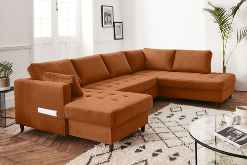 Sofá de canto - ANNA: 824RO - Best Mobilier - cama / contemporâneo / em veludo
