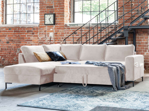 Sofá de canto - LILLY : 1066BEI - Best Mobilier - cama / contemporâneo / em veludo