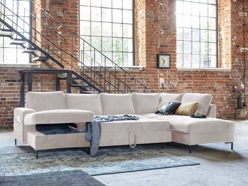 Sofá de canto - LILLY : 1067BEI - Best Mobilier - cama / curvo / contemporâneo