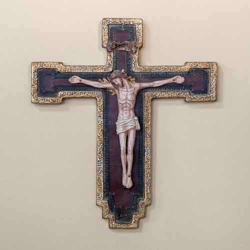 Escultura em cerâmica - Crocifisso Bizantino Piccolo - cestenoli srl - feita à mão / made in Italy / de parede