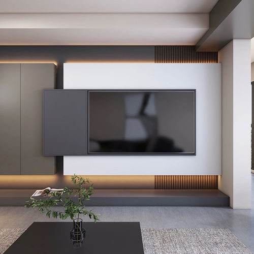Rack de TV contemporâneo - DFD-BE-09 - Dief Flooring - baixo / sob medida / com ocultação de cabos