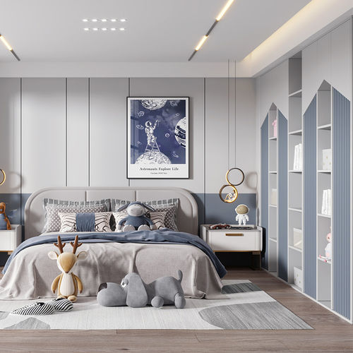 Quarto infantil cinza - DFD-BR-04 - Dief Flooring - branco / azul / cor personalizável
