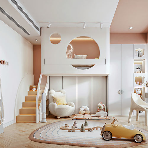 Quarto infantil branco - DFD-BBW-01 - Dief Flooring - amarelo / rosa / marrom