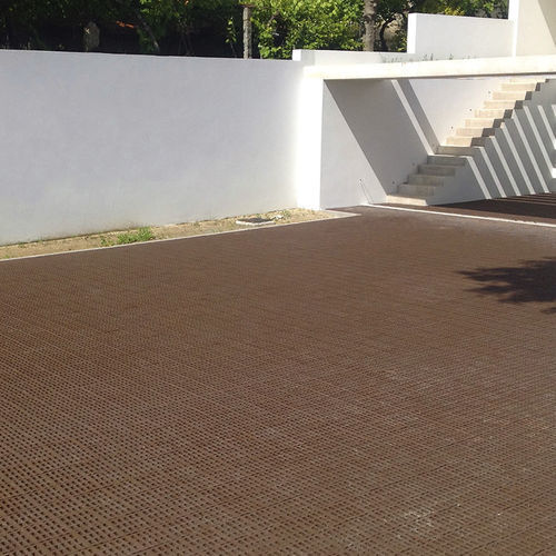 Bloco de pavimentação em cerâmica - Castanho Mondego - Vale de Gândara - para área externa / de jardim / drenante
