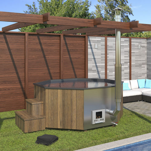 Spa acima do piso - Log Fire 240 - Catalina Spas - octogonal / de 8 lugares / em madeira
