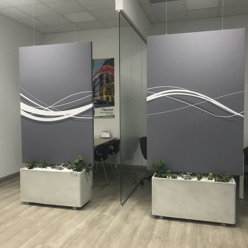 Painel de absorção acústica para parede - AKUPAN® SCREEN ART - Oudimmo Acoustic Design - para parede divisória / para teto / autoportante