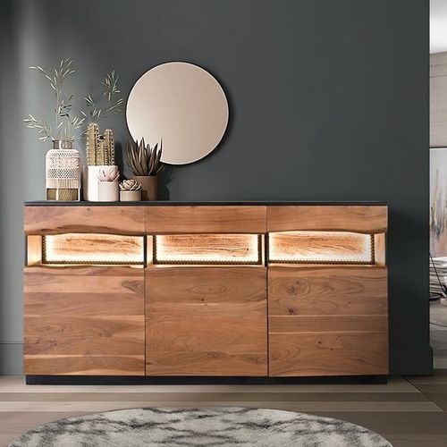 Buffet aparador contemporâneo - 1666 - Giner y Colomer - em acácia / em madeira maciça / com iluminação embutida