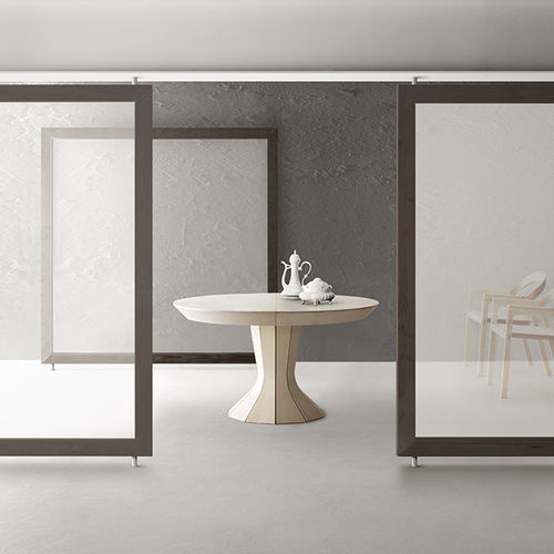 Mesa contemporânea - OPERA - BAULINE - em madeira / com base em alumínio / com base em madeira