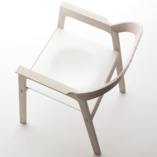 Cadeira contemporânea - DIADE - BAULINE - para ambiente interno / em couro / em madeira de freixo