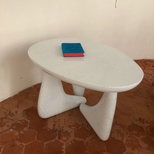 Mesa lateral design - TRADITION PIERRE - em pedra vulcânica esmaltada / geométrica / artesanal