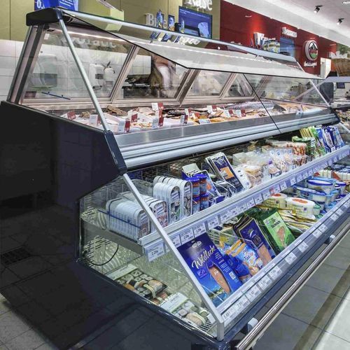 Vitrina refrigerada tipo balcão - CROSSOVER SYNCRO - Eurocryor - para peixaria / metálica / com porta