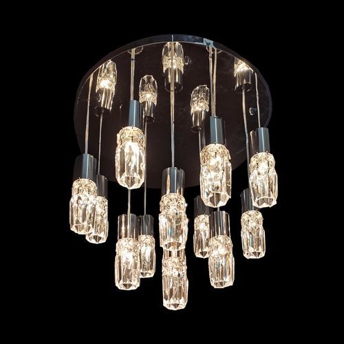 Lustre moderno - 1750 SERIES - CRISTALUX LIGHTING DESIGN - em aço inoxidável / em cristal / para 7 lâmpadas