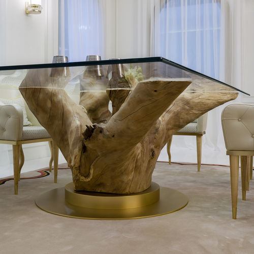 Mesa design - NATURE - BEBY ITALY SRL - em madeira / em vidro / com base em madeira de lei